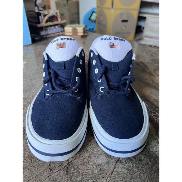 Polo Sport Casual Shoes Men’s Navy Blue US 10.5 Canvas Lace-Up Sneakers - Picture 4 of 5